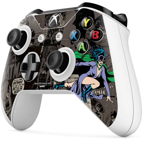 DC Comics Catwoman Vintage Action Pose Pattern Xbox One S Controller Skin