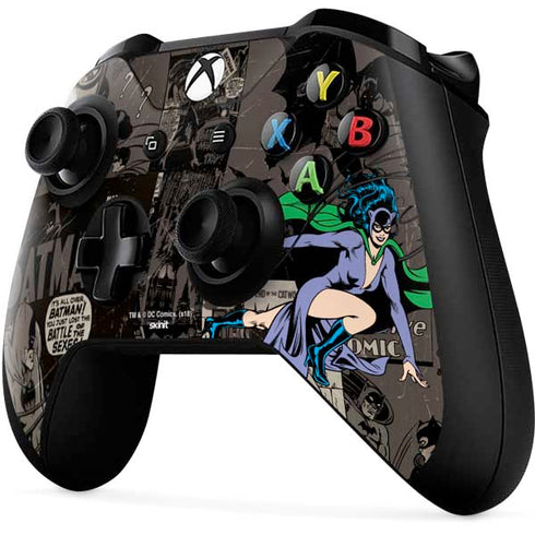 DC Comics Catwoman Vintage Action Pose Pattern Xbox One X Controller Skin