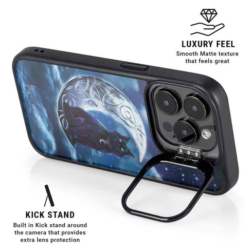 Celtic Black Cat by Brigid Ashwood iPhone 14 Pro Kickstand Case