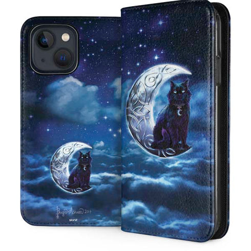 Celtic Black Cat by Brigid Ashwood iPhone 15 Plus Folio Case