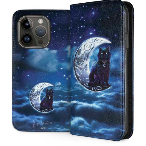 Celtic Black Cat by Brigid Ashwood iPhone 15 Pro Folio Case