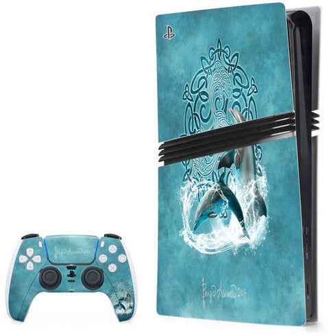 Celtic Dolphin by Brigid Ashwood PS5 Pro Bundle Skin