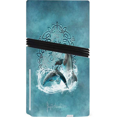 Celtic Dolphin by Brigid Ashwood PS5 Pro Disk Bundle Skin