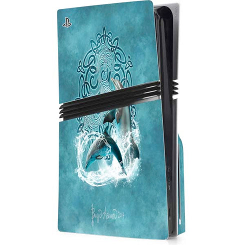 Celtic Dolphin by Brigid Ashwood PS5 Pro Disk Console Skin