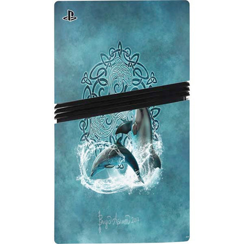 Celtic Dolphin by Brigid Ashwood PS5 Pro Disk Console Skin