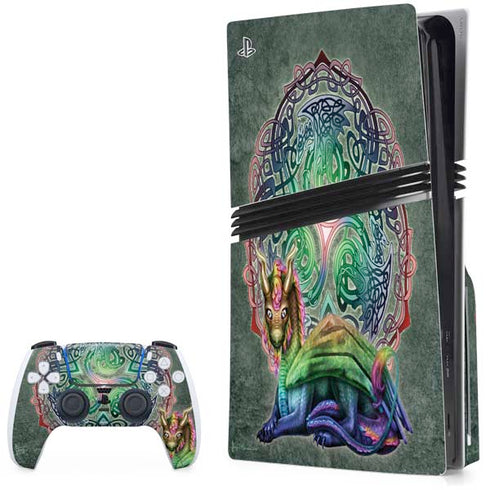 Celtic Dragon by Brigid Ashwood PS5 Pro Disk Bundle Skin