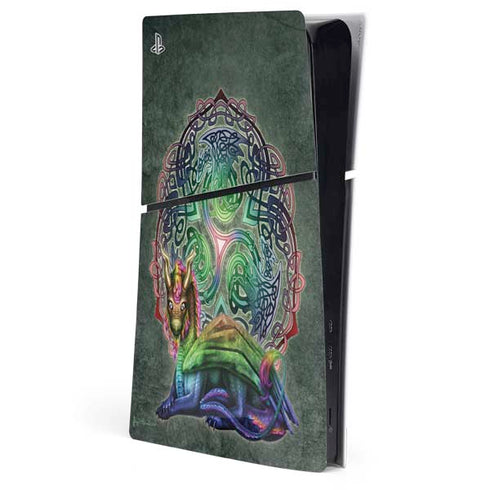 Celtic Dragon by Brigid Ashwood PS5 Slim Digital Edition Console Skin