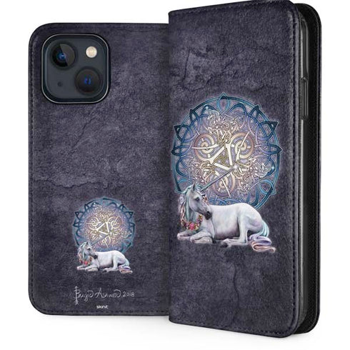 Celtic Unicorn by Brigid Ashwood iPhone 15 Plus Folio Case