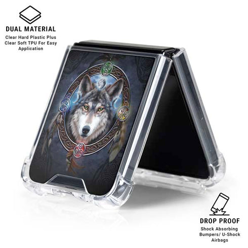 Celtic Wolf Guide by Brigid Ashwood Galaxy Z Flip6 Clear Case