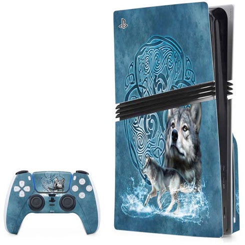 Celtic Wolf by Brigid Ashwood PS5 Pro Disk Bundle Skin