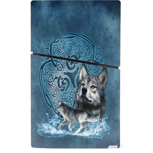 Celtic Wolf by Brigid Ashwood PS5 Slim Digital Edition Console Skin