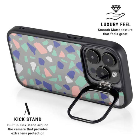 Cement Terrazzo iPhone 15 Pro Kickstand Case