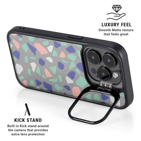 Cement Terrazzo iPhone 15 Pro Max Kickstand Case