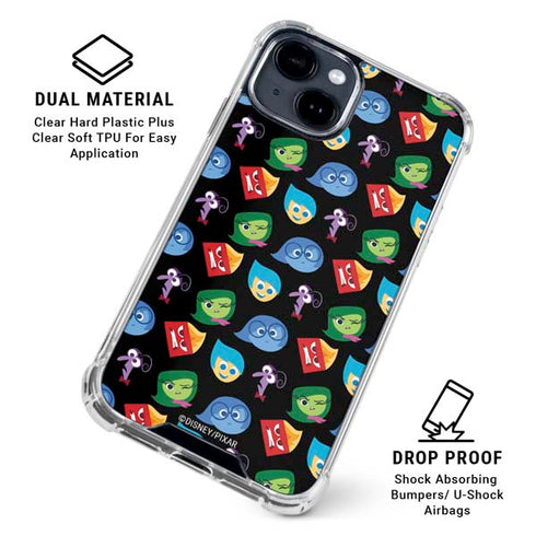 Disney Inside Out Character Pattern iPhone 14 Plus Clear Case