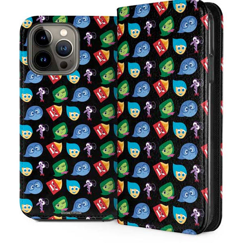 Disney Inside Out Character Pattern iPhone 14 Pro Max Folio Case