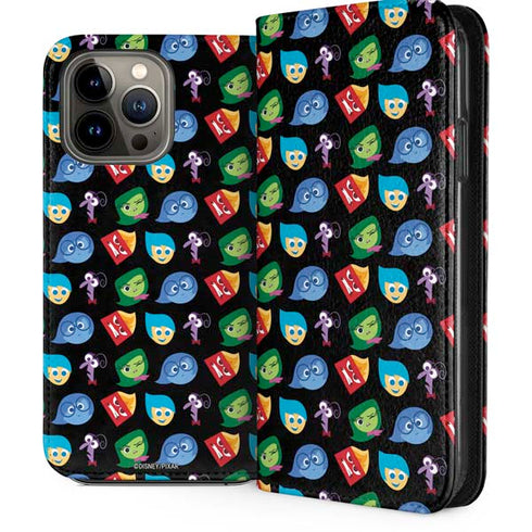Disney Inside Out Character Pattern iPhone 15 Pro Max Folio Case