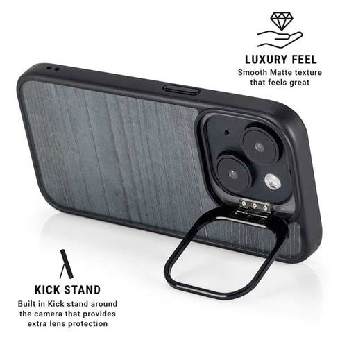 Charcoal Wood iPhone 15 Plus Kickstand Case