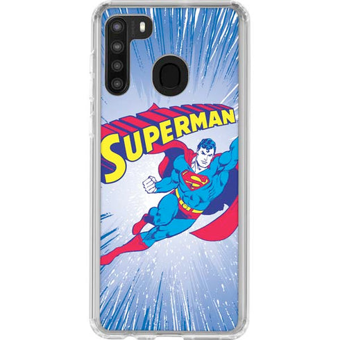 DC Comics Superman Vintage Action Pose Galaxy A21 Clear Case