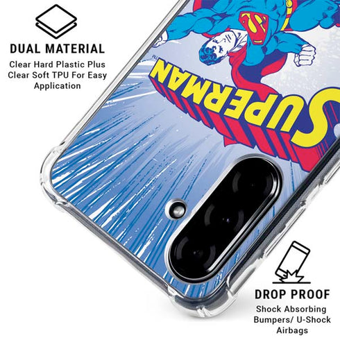 DC Comics Superman Vintage Action Pose Galaxy A36 5G Clear Case