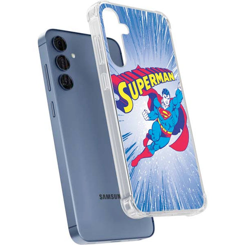 DC Comics Superman Vintage Action Pose Galaxy A55 5G Clear Case