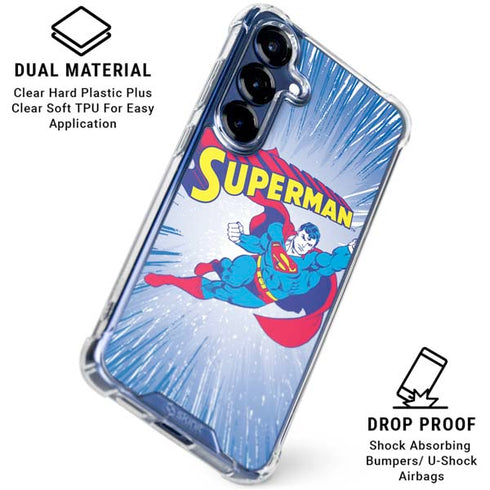 DC Comics Superman Vintage Action Pose Galaxy S25 Clear Case