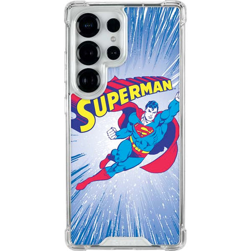 DC Comics Superman Vintage Action Pose Galaxy S25 Ultra Clear Case