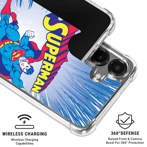 DC Comics Superman Vintage Action Pose Galaxy S26 Plus Clear Case