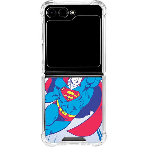 DC Comics Superman Vintage Action Pose Galaxy Z Flip6 Clear Case