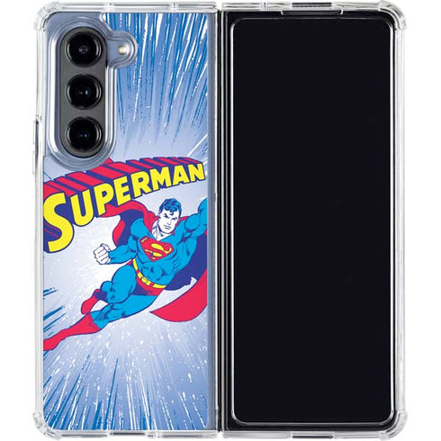 DC Comics Superman Vintage Action Pose Galaxy Z Fold5 5G Clear Case