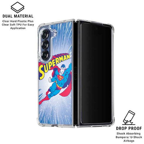 DC Comics Superman Vintage Action Pose Galaxy Z Fold6 Clear Case