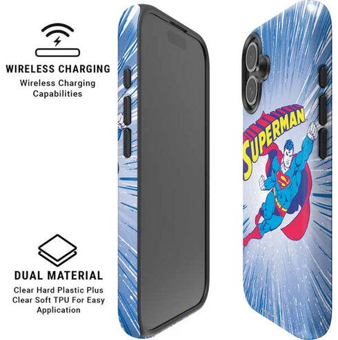 DC Comics Superman Vintage Action Pose iPhone 16 Magsafe Impact Case