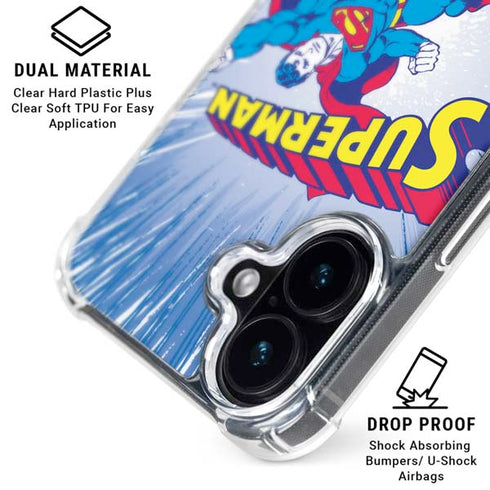 DC Comics Superman Vintage Action Pose iPhone 16 Plus MagSafe Case