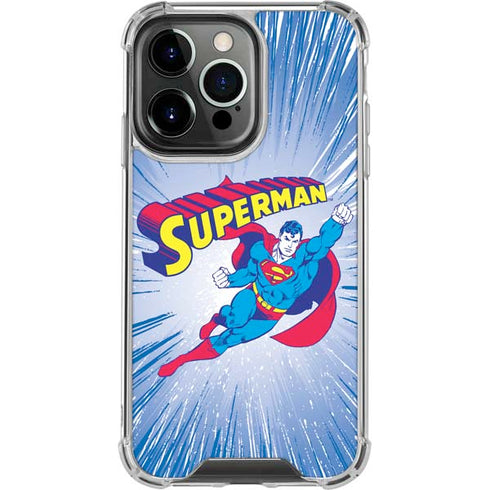 DC Comics Superman Vintage Action Pose iPhone 16 Pro Clear Case