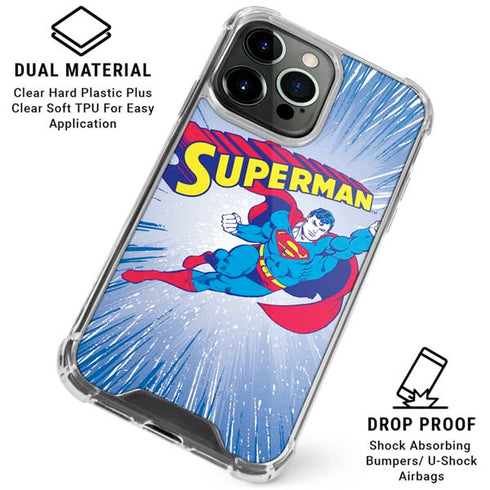 DC Comics Superman Vintage Action Pose iPhone 16 Pro Clear Case