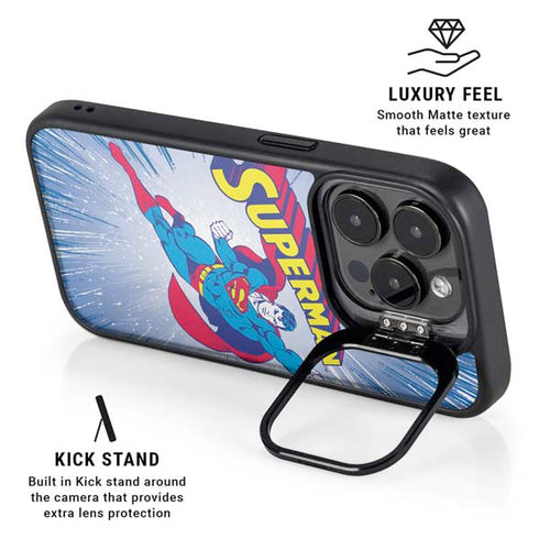 DC Comics Superman Vintage Action Pose iPhone 16 Pro Kickstand Case