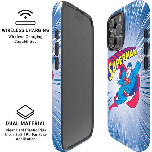 DC Comics Superman Vintage Action Pose iPhone 16 Pro Magsafe Impact Case