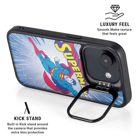 DC Comics Superman Vintage Action Pose iPhone 16e Kickstand Case