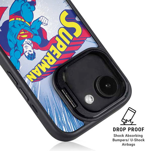 DC Comics Superman Vintage Action Pose iPhone 16e Kickstand Case