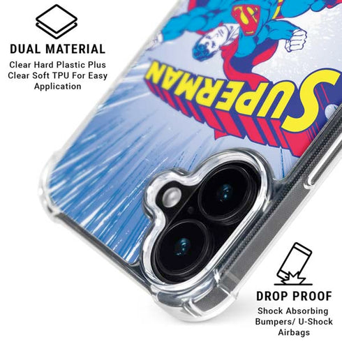 DC Comics Superman Vintage Action Pose iPhone 17 Clear Case