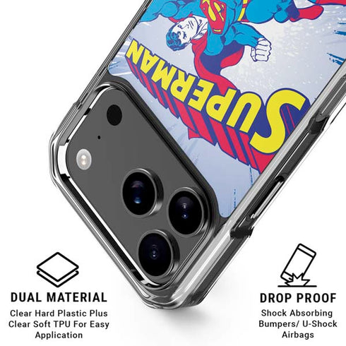 DC Comics Superman Vintage Action Pose iPhone 18 Pro Clear Case