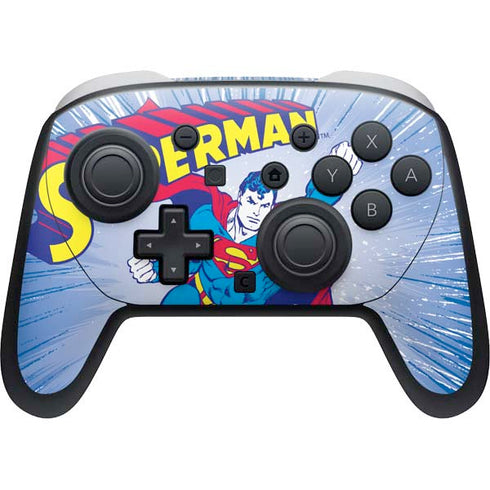 DC Comics Superman Vintage Action Pose Nintendo Switch 2 (2025) Pro Controller Skin