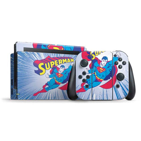 DC Comics Superman Vintage Action Pose Nintendo Switch Bundle Skin