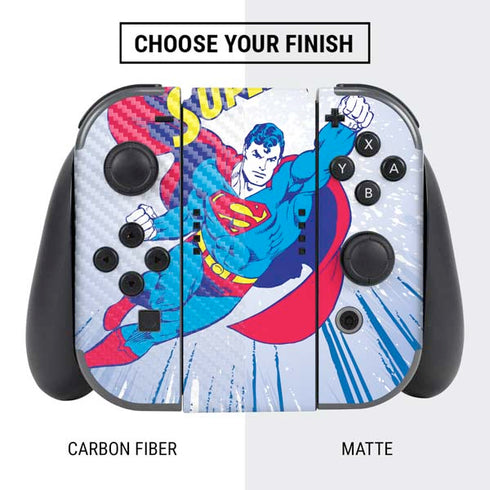 DC Comics Superman Vintage Action Pose Nintendo Switch Bundle Skin