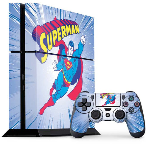 DC Comics Superman Vintage Action Pose PS4 Console and Controller Bundle Skin