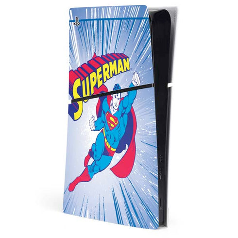 DC Comics Superman Vintage Action Pose PS5 Slim Digital Edition Console Skin