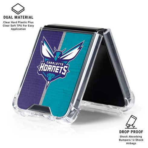 NBA Charlotte Hornets Canvas Galaxy Z Flip7 Clear Case