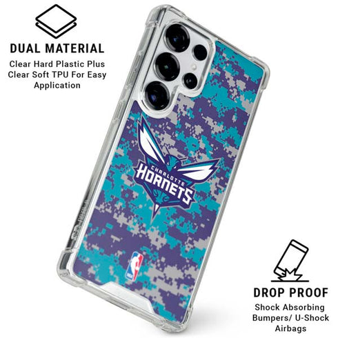 NBA Charlotte Hornets Digi Camo Galaxy S25 Ultra Clear Case