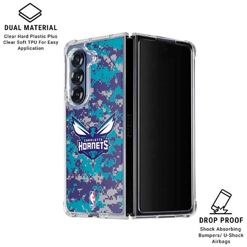 NBA Charlotte Hornets Digi Camo Galaxy Z Fold6 Clear Case
