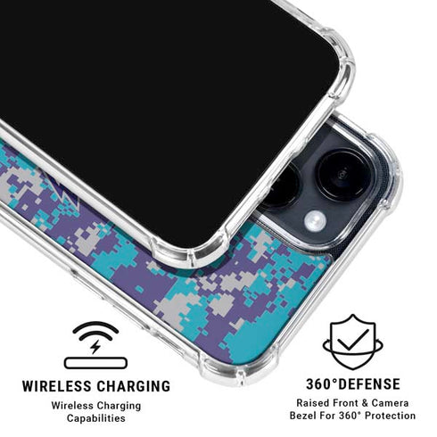 NBA Charlotte Hornets Digi Camo iPhone 15 Clear Case