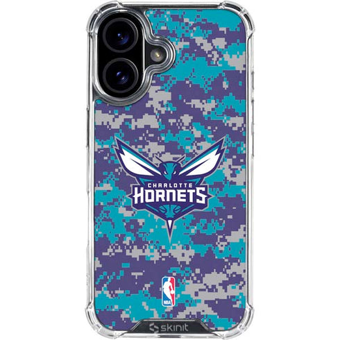 NBA Charlotte Hornets Digi Camo iPhone 16 Clear Case